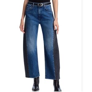 MOTHER Blue and Black half pipe barrel jeans